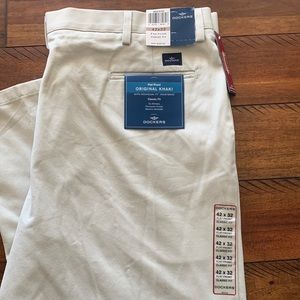 Dockers Mens flat front classic fit khakis permanent crease
